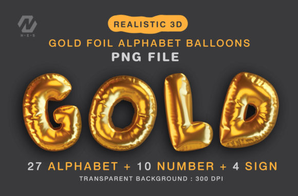 Download Gold Foil Alphabet Balloon Realistic PNG - Balloon Collection